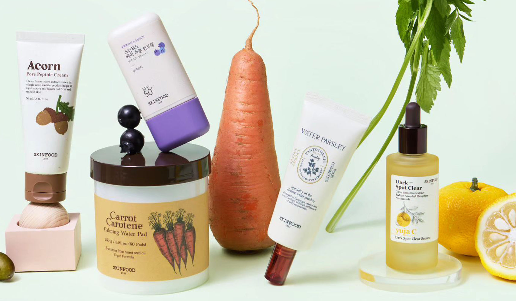 Produits SKINFOOD : Nourrir Votre Peau avec des Ingrédients Gourmands en vedette avec carotte et citron.