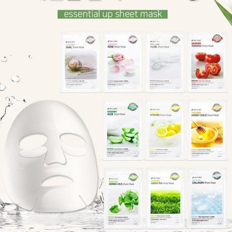3W CLINIC Essential Up Sheet Mask 1+1 disponible sur Ma petite Coree, ton Eshop 100% K-beauty en direct de Seoul