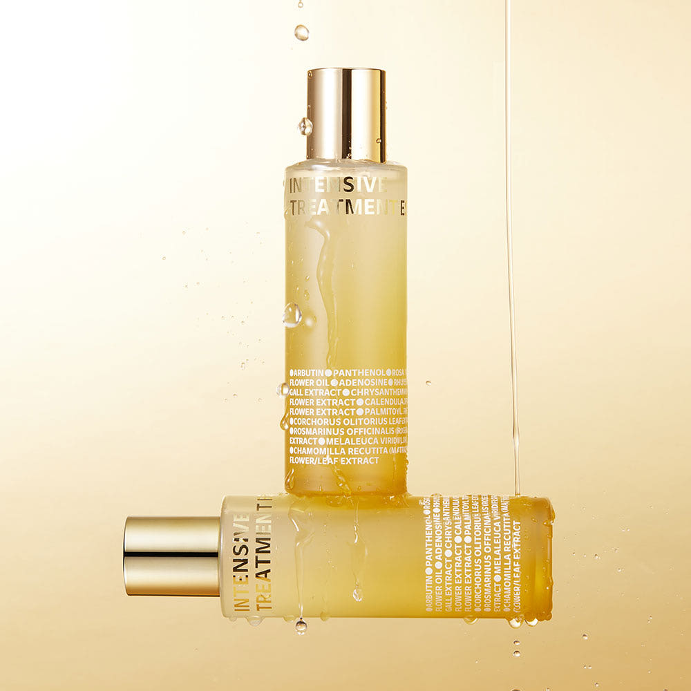 ISOI Intensive Treatment Essence 130ml avec design élégant et liquide doré, hydratant intense pour la peau, 130ml