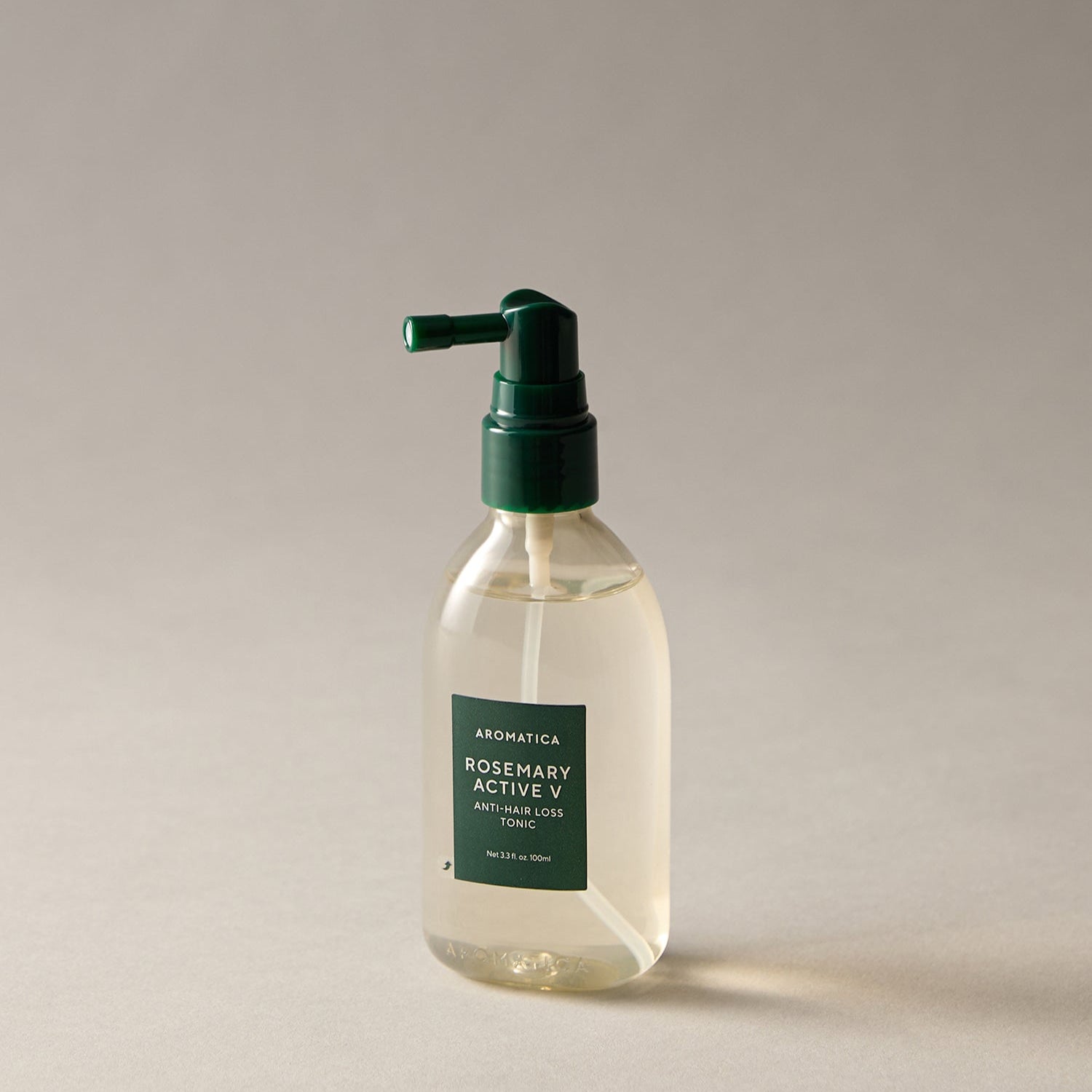 AROMATICA Rosemary Active V Anti-Hair Loss Tonic 100ML, flacon vert sur fond clair, marque AROMATICA, photo produit