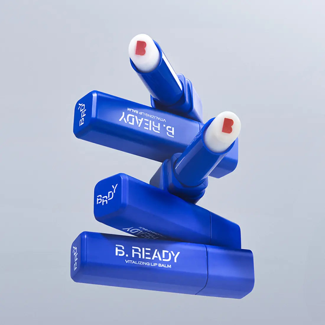 B.READY Wake Up Vitality Lip Balm 3g : baume à lèvres bleu BE.READY, sur fond clair, gros plan produit.