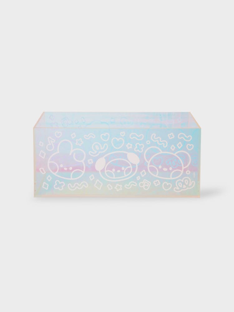 BT21 ACRYLIC TISSUE BOX COVER GLITTER EDITION, boîte à mouchoirs en acrylique transparente décor BT21 kawaii LINE FRIENDS
