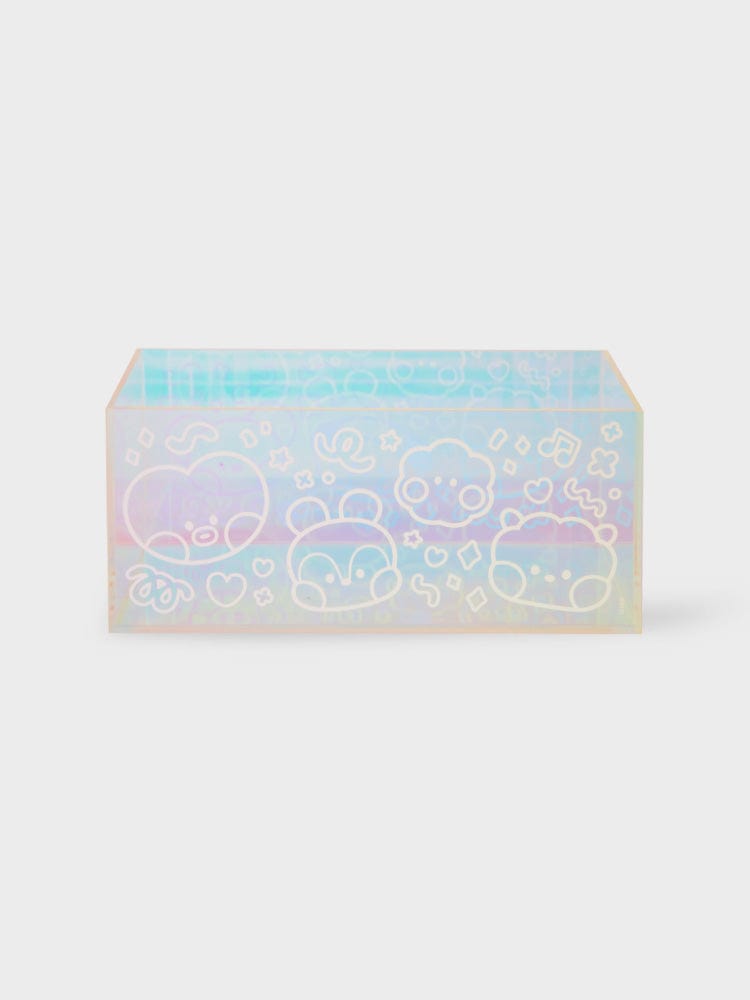 BT21 ACRYLIC TISSUE BOX COVER GLITTER EDITION : boîte en acrylique transparente décor pastel BT21 LINE FRIENDS