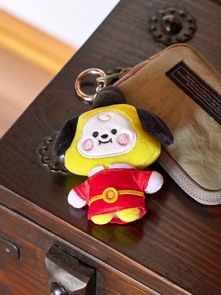 BT21 CHIMMY BABY PLUSH KEYRING K-EDITION 2 : porte-clés LINE FRIENDS CHIMMY sur sac, fan K-pop, couleur jaune