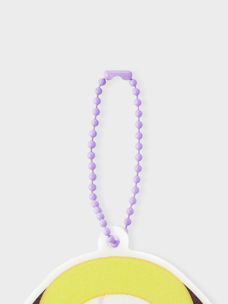 BT21 CHIMMY NEWBORN BABY LENTICULAR 3D KEYRING officiel, porte-clés bébé CHIMMY violet sur fond clair, vue gros plan