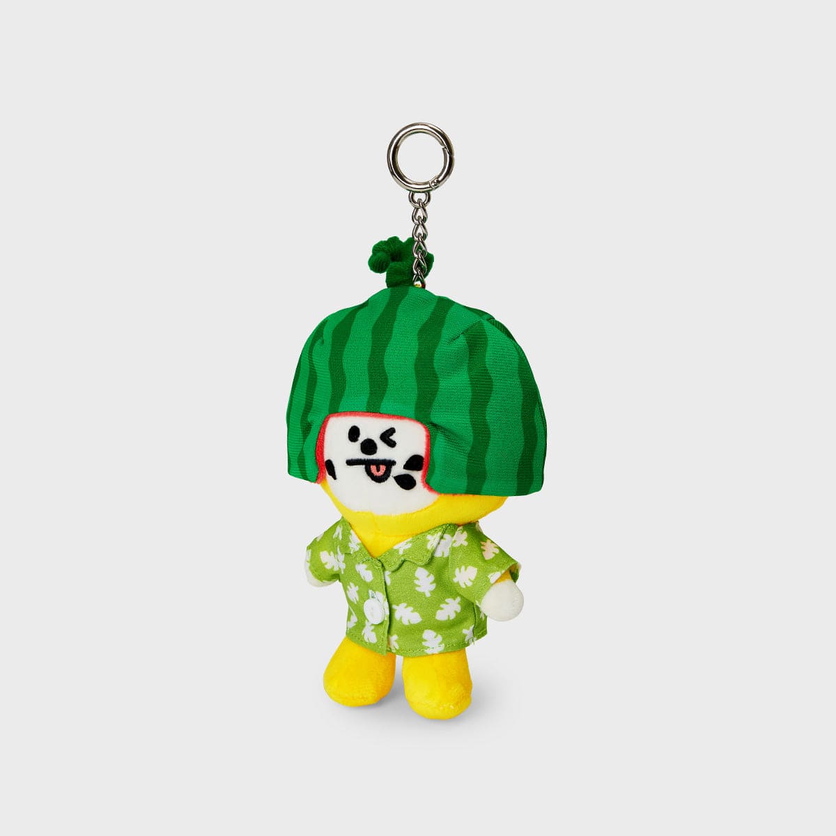 BT21 CHIMMY SUMMER LANE BODY BAG CHARM LINE FRIENDS : porte-clés CHIMMY en tenue estivale, sur fond clair.