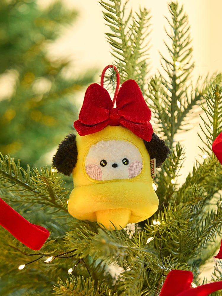 BT21 CHIMMY mini minini ORNAMENT PLUSH KEYRING PETITE HOLIDAY, porte-clés en peluche accroché à sapin, décor K-pop