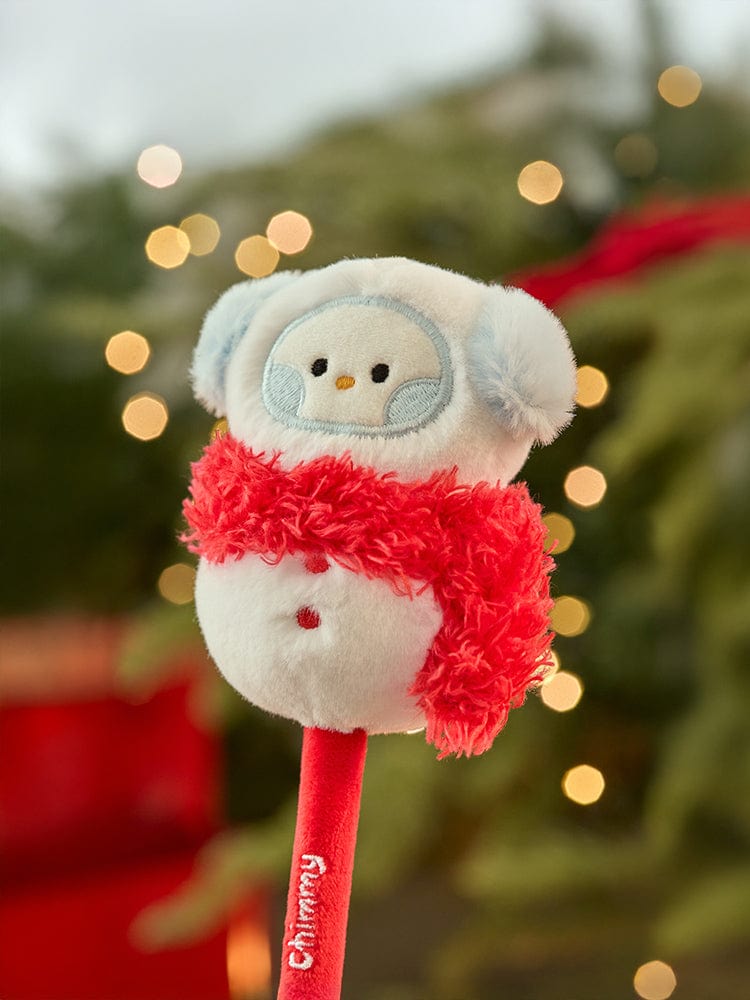 BT21 CHIMMY mini minini SNOWMAN PLUSH GEL PEN PETITE HOLIDAY : peluche CHIMMY bonhomme de neige sur stylo, décor vacances