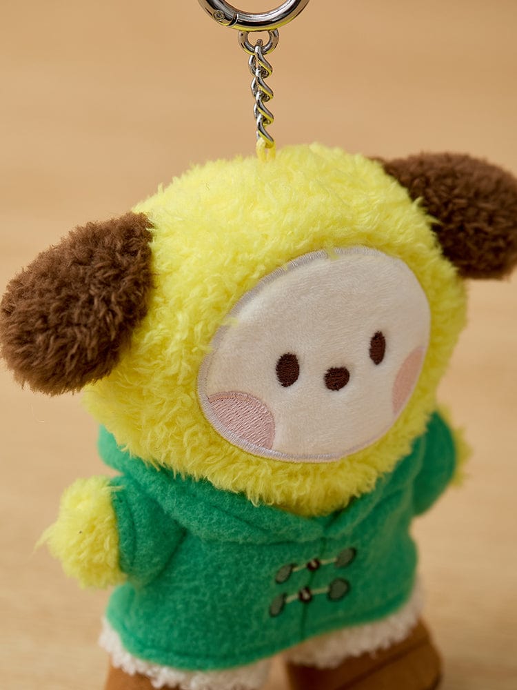 BT21 CHIMMY minini DOLL KEYRING BOOTS EDITION, porte-clés en peluche CHIMMY, sur fond beige, marque BT21