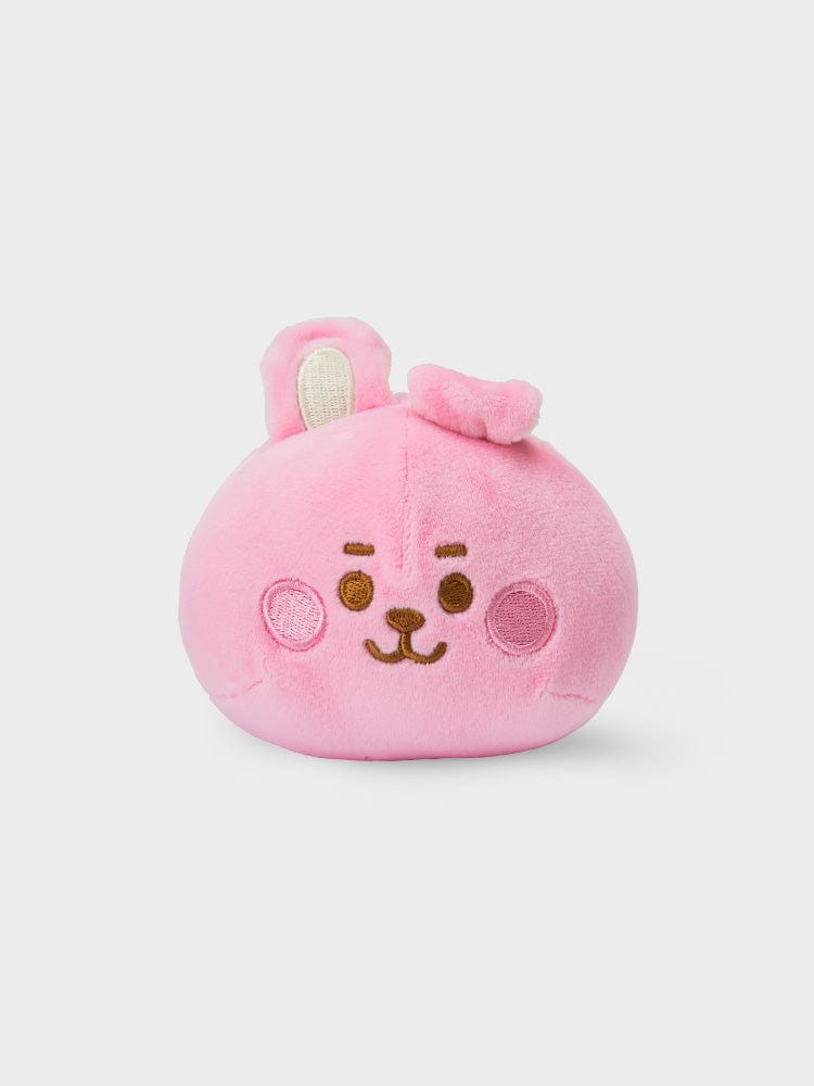 BT21 COOKY BABY MOCHI FACE CUSHION (S) : coussin mochi rose avec tête de COOKY sur fond clair, LINE FRIENDS