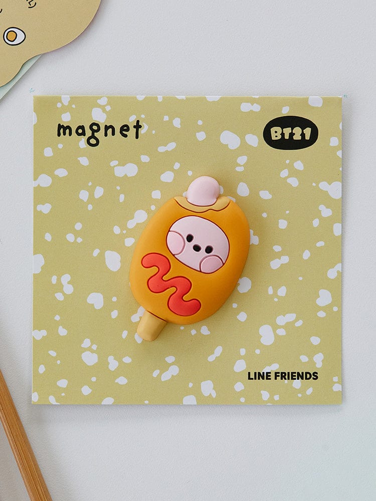 BT21 COOKY minini MAGNET BUNSIK, magnet lapin musclé sur fond jaune LINE FRIENDS, style papeterie bureau école