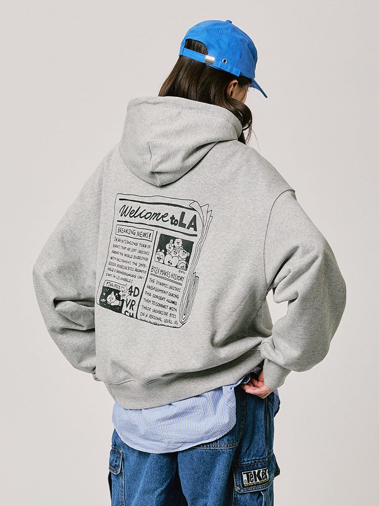 BT21 HOODED SWEATSHIRT 2024 F/W CITY EDITION (LA GRAY)