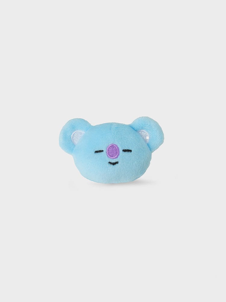 BT21 KOYA QUILTED BAG WITH FACE PLUSH BADGE WINTER EDITION : peluche KOYA bleue LINE FRIENDS, fond clair
