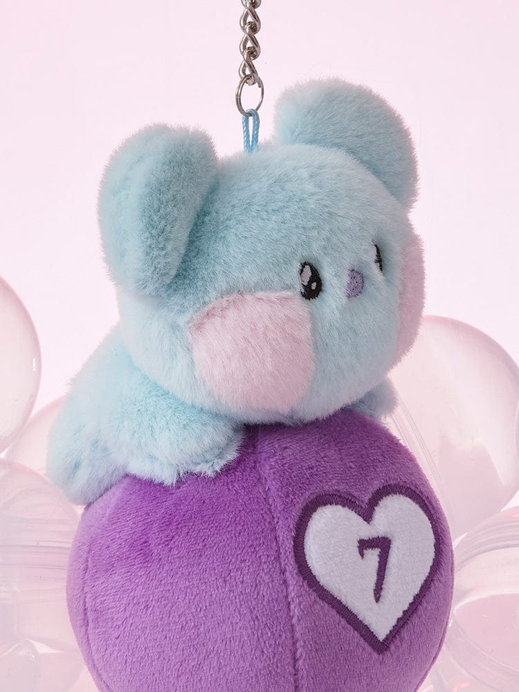 BT21 KOYA minini PLUSH KEYRING LUCKY GATCHA, porte-clés KOYA koala bleu pastel, chaîne, style gatcha sur fond clair