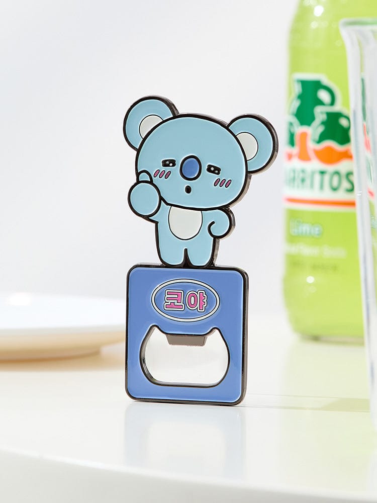 BT21 MAGNET OPENER SOUVENIR, ouvre-bouteille aimanté bleu LINE FRIENDS, figurine Koya sur comptoir, style kawaii BTS