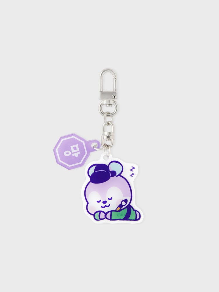 BT21 MANG BABY ACRYLIC KEYRING K-EDITION ver.2 : porte-clés LINE FRIENDS avec bébé MANG, figurine acrylique sur fond clair