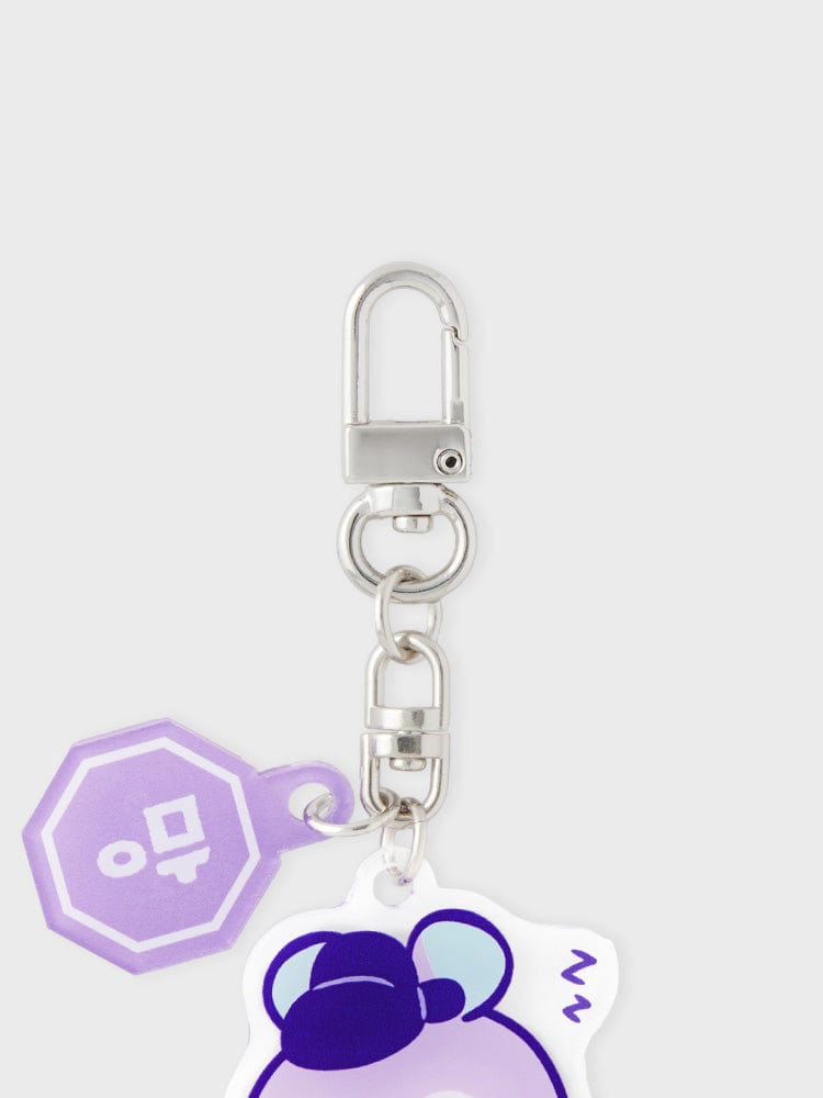 BT21 MANG BABY ACRYLIC KEYRING K-EDITION ver.2, porte-clés acrylique officiel LINE FRIENDS avec MANG masqué, sur fond clair