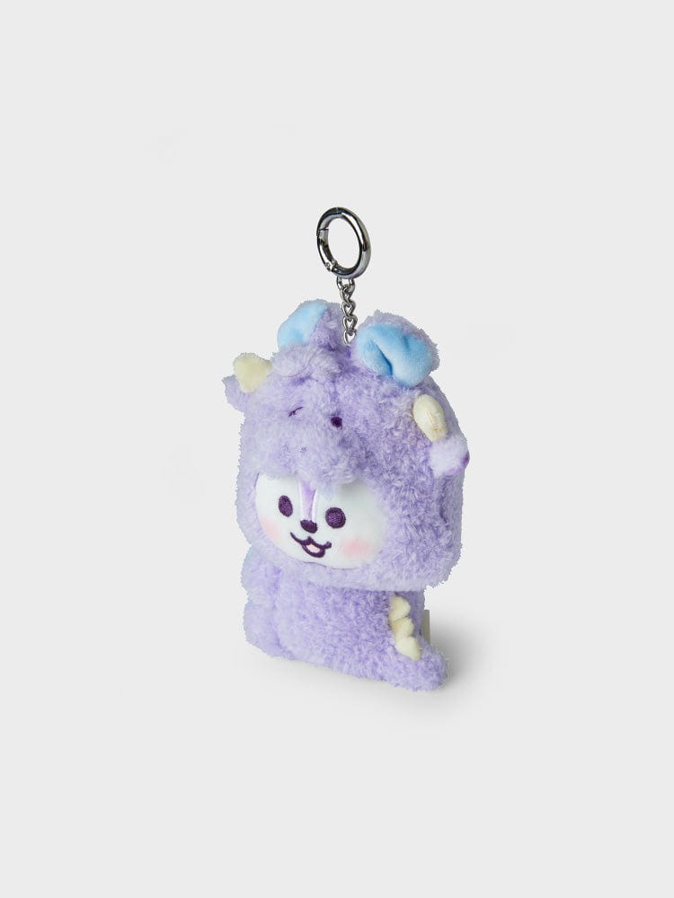 BT21 MANG BABY DOLL KEYRING DRAGON EDITION : porte-clés LINE FRIENDS en peluche violette, danseur masqué, style dragon.