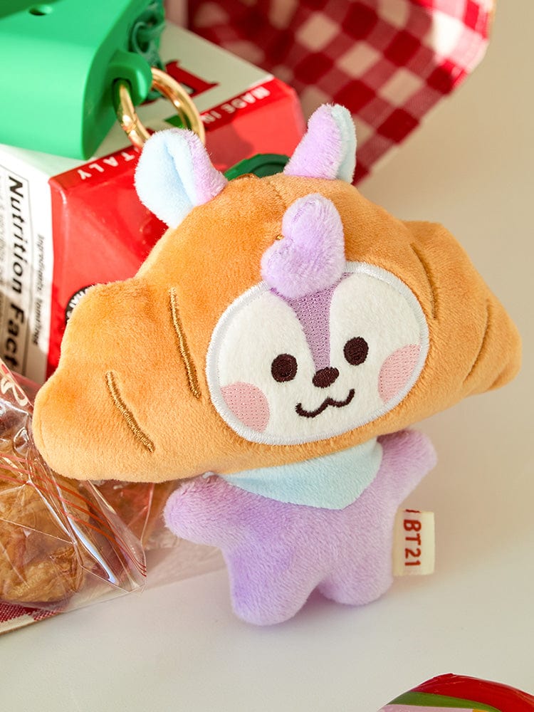 BT21 MANG BABY PLUSH KEYRING BAKERY SHOP : porte-clés peluche MANG masqué, emballé, univers pâtisserie, officiel LINE FRIENDS