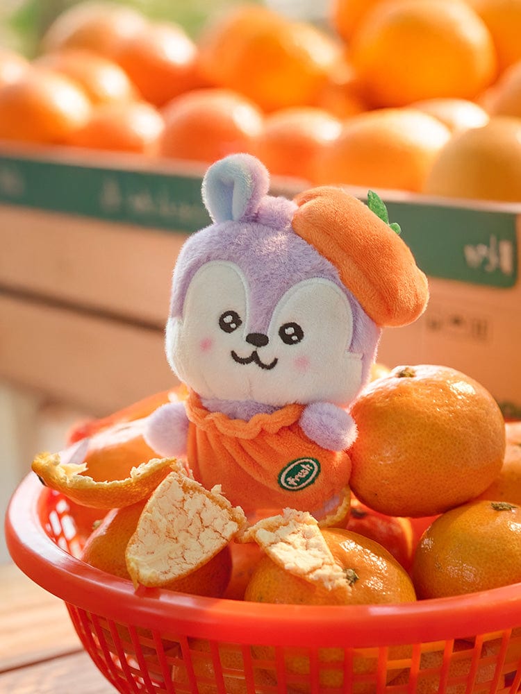 BT21 MANG BABY PLUSH ORANGE PARTY : peluche officielle LINE dans un panier d’oranges, décor chambre ou cadeau BTS