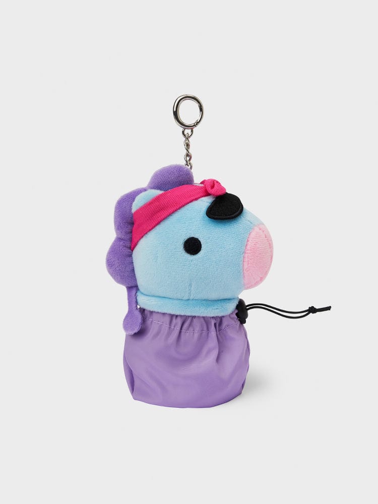 BT21 MANG BABY TRAVEL BAG CHARM, porte-clés LINE FRIENDS avec figurine poney masqué sur fond clair