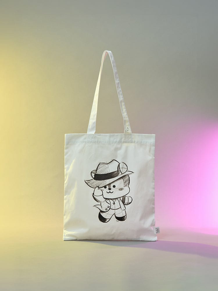 BT21 MANG Born to Dance Eco Bag, tote sac éco officiel LINE FRIENDS avec poney danseur masqué J-Hope, fond coloré studio