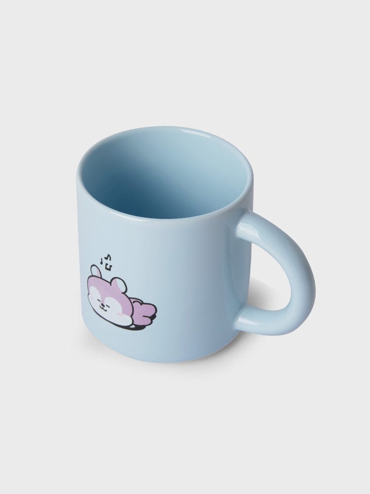 BT21 MANG MUG CUP (12 OZ) NEW BASIC EDITION : mug bleu LINE FRIENDS avec MANG, style kawaii sur fond clair.