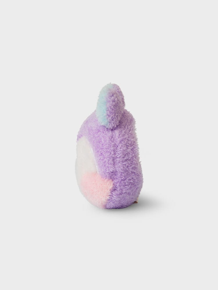 BT21 MANG minini HANDHELD MIRROR GLITTER EDITION : peluche MANG J-Hope BTS, figurine douce violette, sur fond clair.