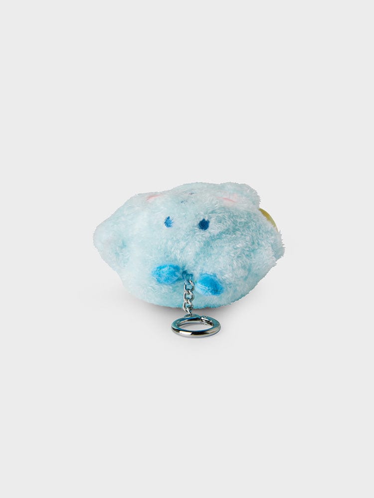 BT21 RJ BABY DOLL KEYRING DRAGON EDITION, porte-clés LINE FRIENDS avec peluche alpaga RJ bleue sur fond clair