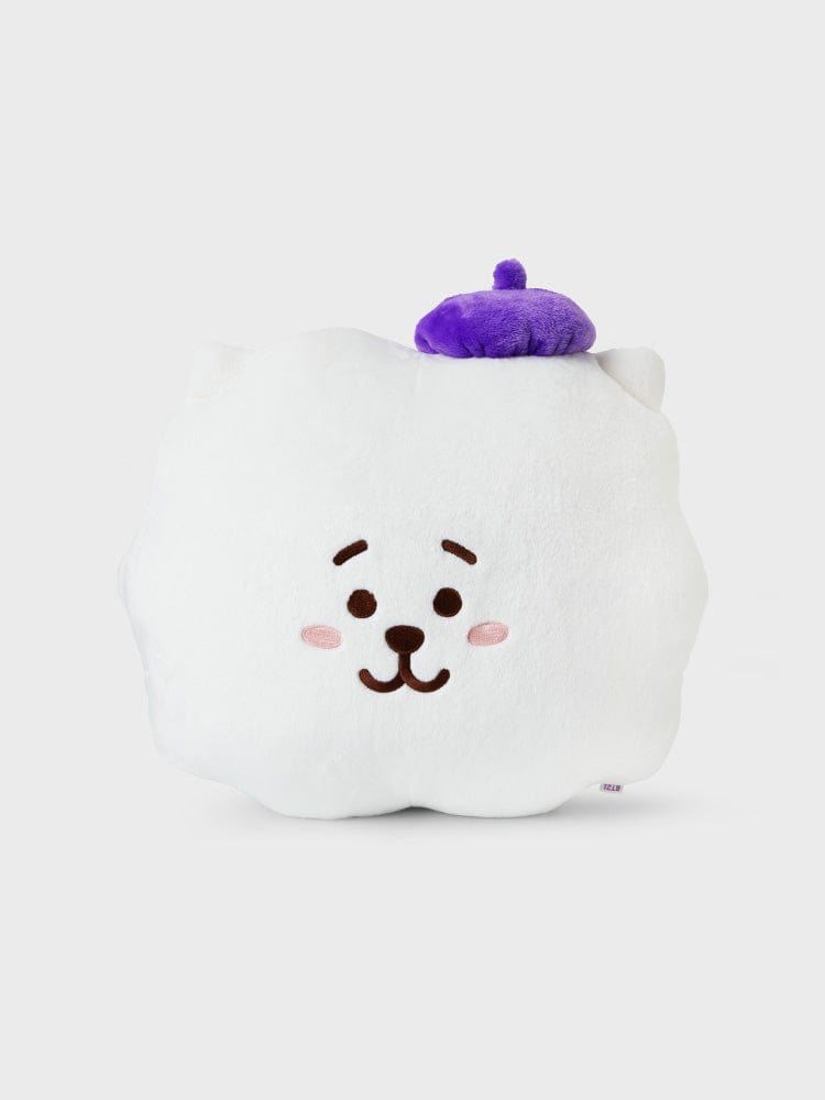 BT21 RJ CUSHION HOPE IN LOVE : coussin alpaga RJ LINE FRIENDS, en intérieur blanc, ambiance kawaii et chaleureuse