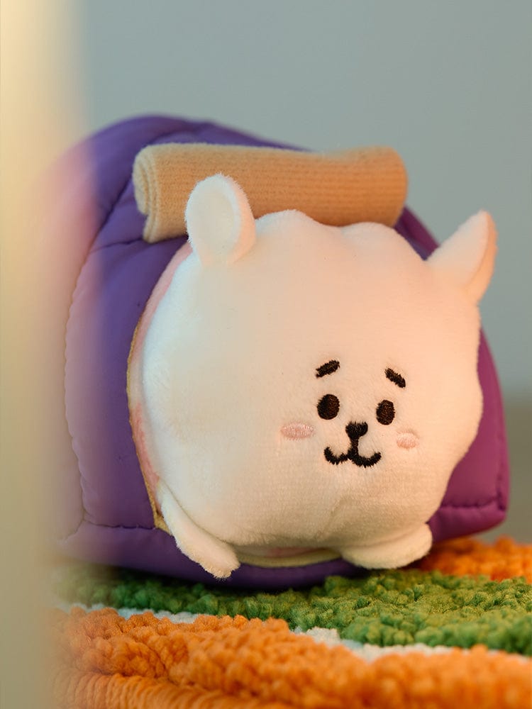 BT21 RJ DOLL CAMPFIRE LINE FRIENDS : peluche RJ alpaga au camp, détails fidèles, décor chambre