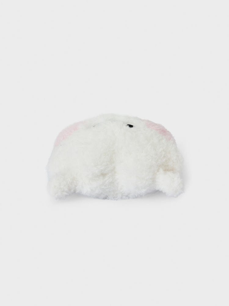 BT21 RJ minini HANDHELD MIRROR GLITTER EDITION : peluche alpaga RJ blanche avec paillettes, fond clair, décor chambre.