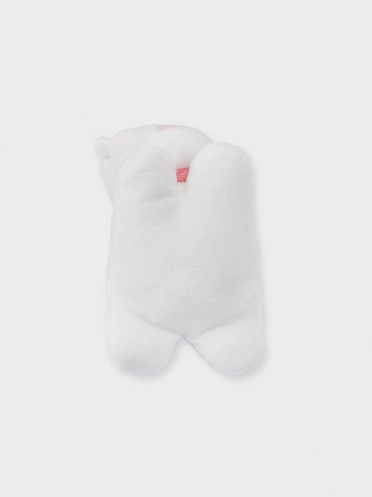 BT21 RJ minini LYING DOLL, peluche alpaga officiel Jin BTS, vue de face sur fond clair, style minimaliste
