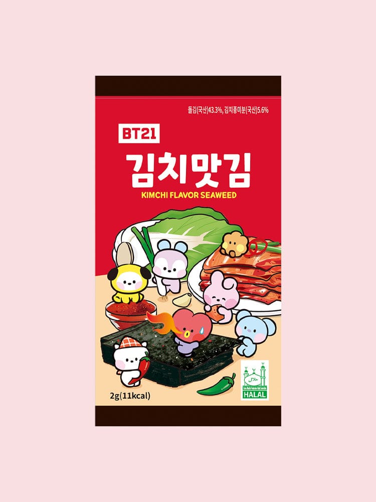 BT21 SEAWEED (2g, 16ea) : paquet officiel LINE FRIENDS sur fond rose, personnages BT21 et algues, prêt à offrir