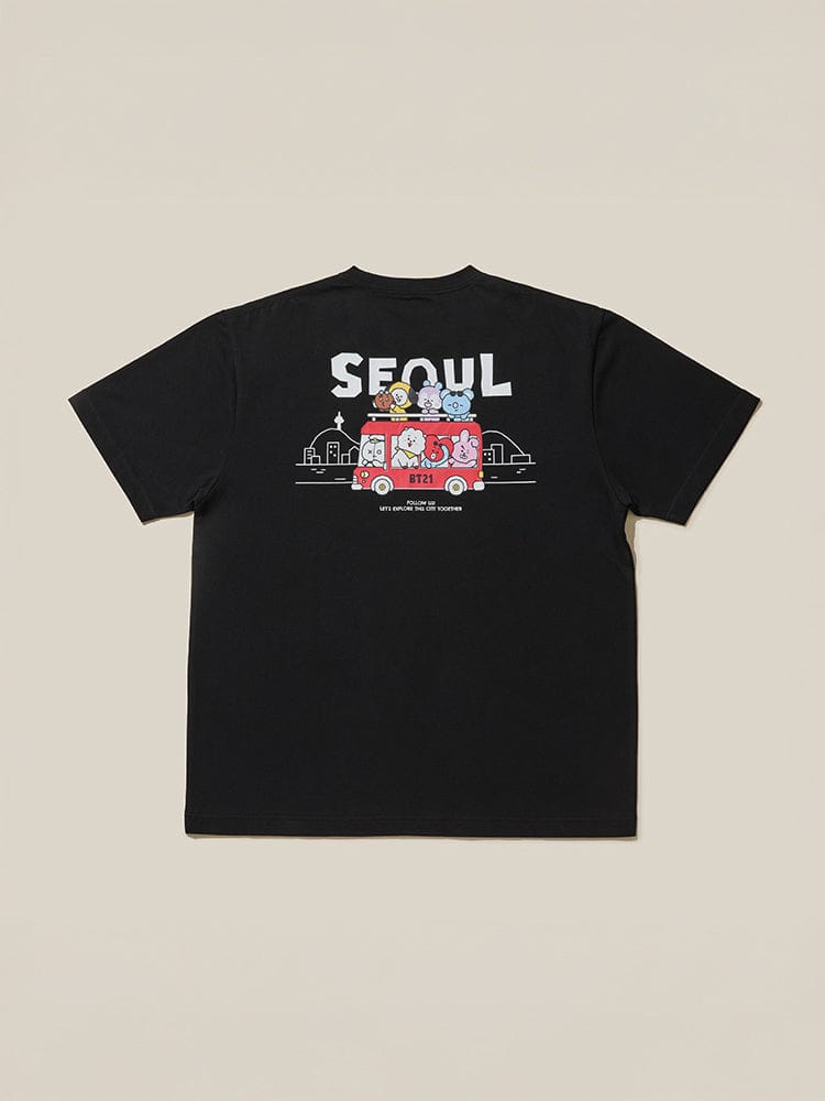 BT21 SHORT SLEEVE T-SHIRT BLACK SEOUL EDITION