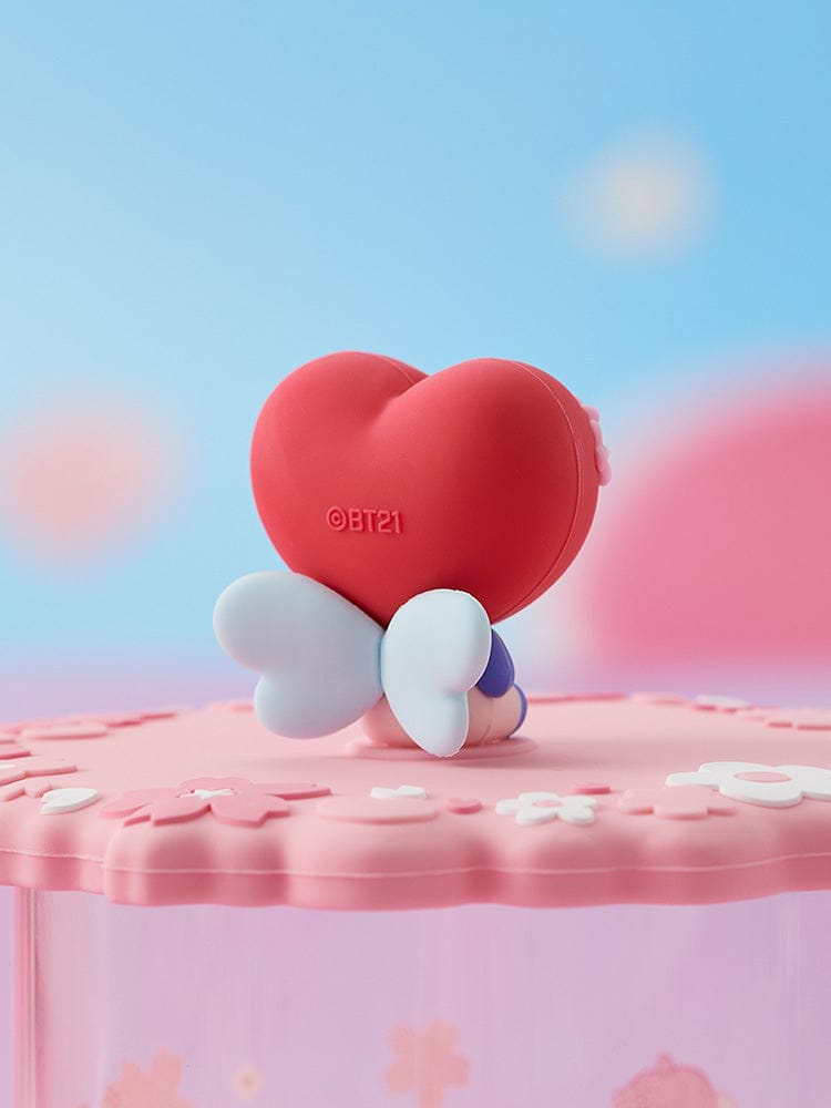 BT21 TATA BABY GLASS UP & LID (11oz) SPRING FAIRY, bocal en verre avec couvercle, ambiance kawaii pastel.