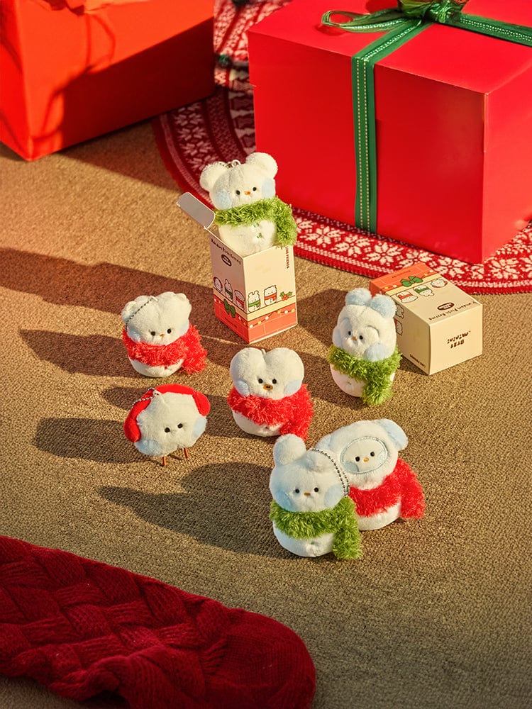 BT21 mini minini RANDOM SNOWMAN PLUSH KEYRING PETITE HOLIDAY, porte-clés en peluche neige, LINE FRIENDS, déco cadeaux