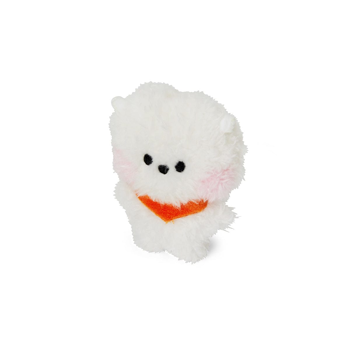 BT21 mini minini RJ DOLL : peluche alpaga blanc RJ Jin, formes minimalistes, fond blanc, produit officiel BT21.