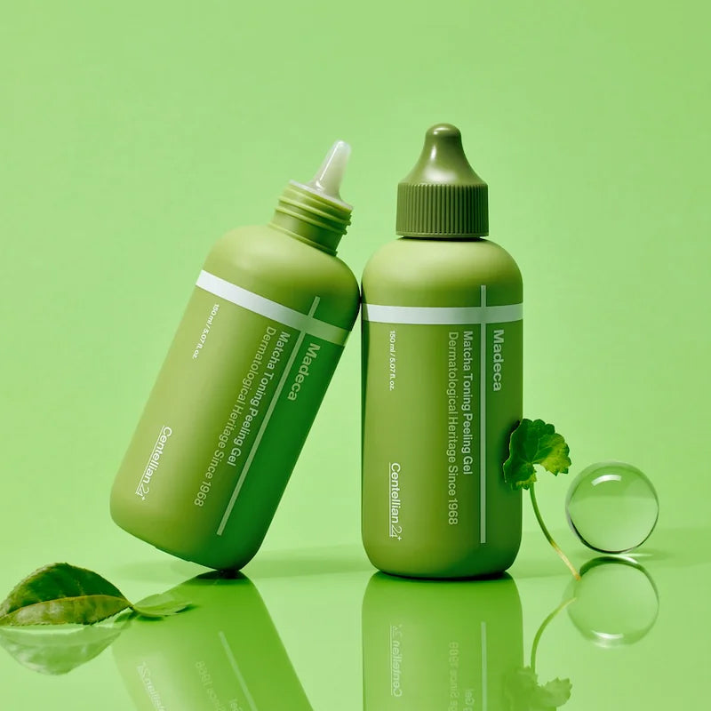 CENTELLIAN 24 Madeca Matcha Toning Peeling Gel 150ml de la marque, gel vert sur fond vert, style produit