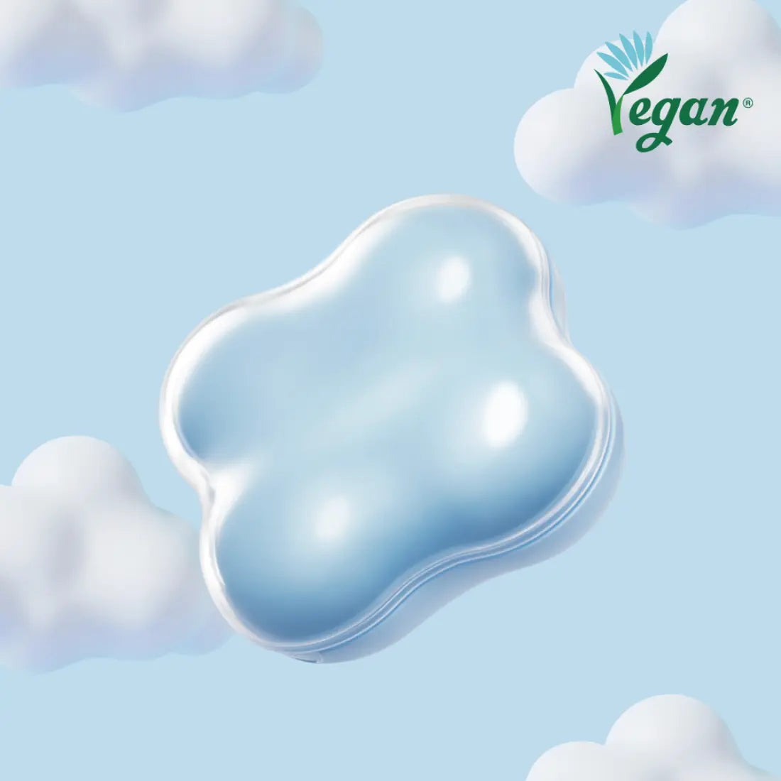 ETUDE Cloud Filter Cushion SPF42/PA+++ 15g de marque ETUDE sur fond ciel avec nuages et motif bleu Vegan