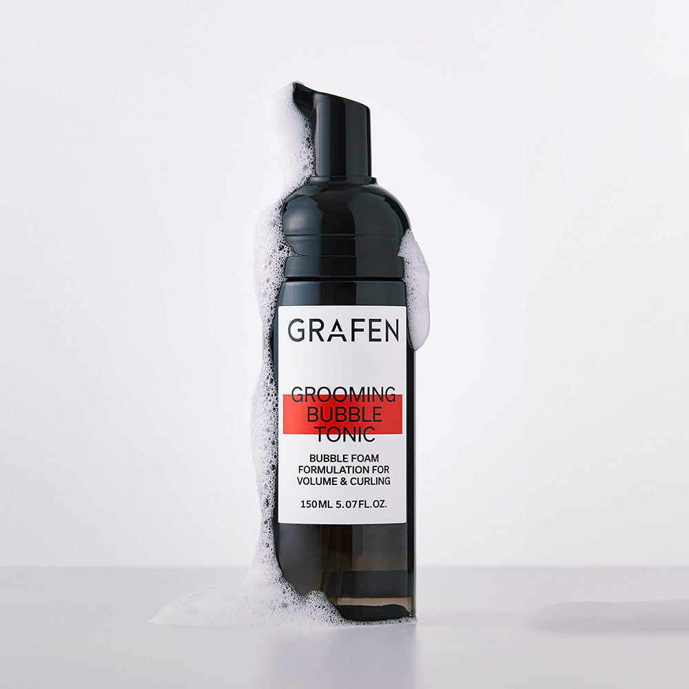 GRAFEN Grooming Bubble Tonic 150ml, bouteille noire sur fond clair, mousse blanche visible sur l’image.