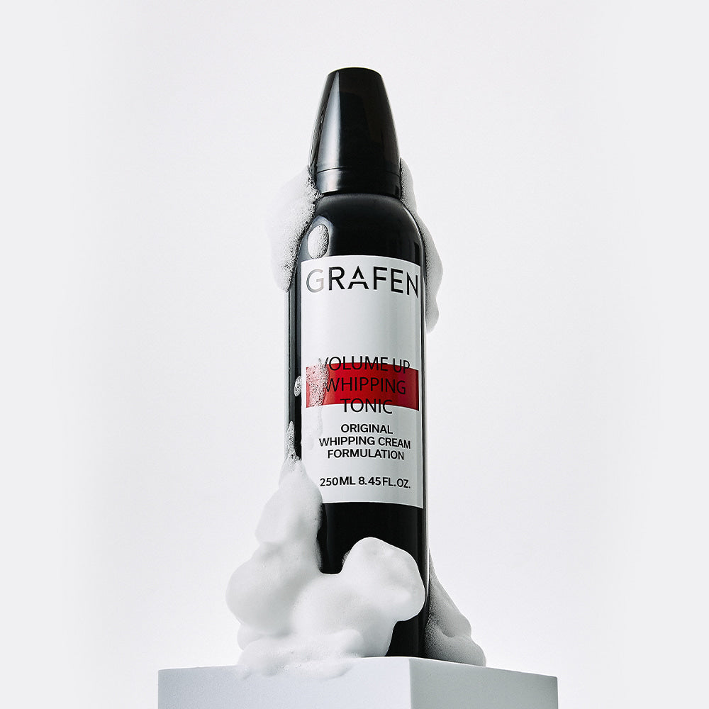 GRAFEN Volume Up Whipping Tonic 100ml, produit cosmétique sur fond clair avec branding GRAFEN et étiquette détaillée