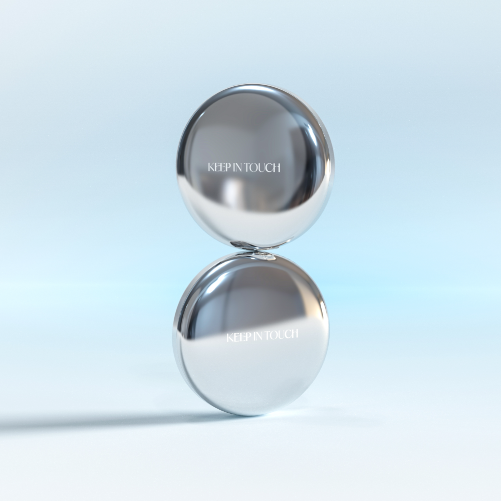 KEEP IN TOUCH Sot Cloud Blur Powder Pact compact élégant, maquillage flou pour une peau impeccable et naturelle, fond bleu doux