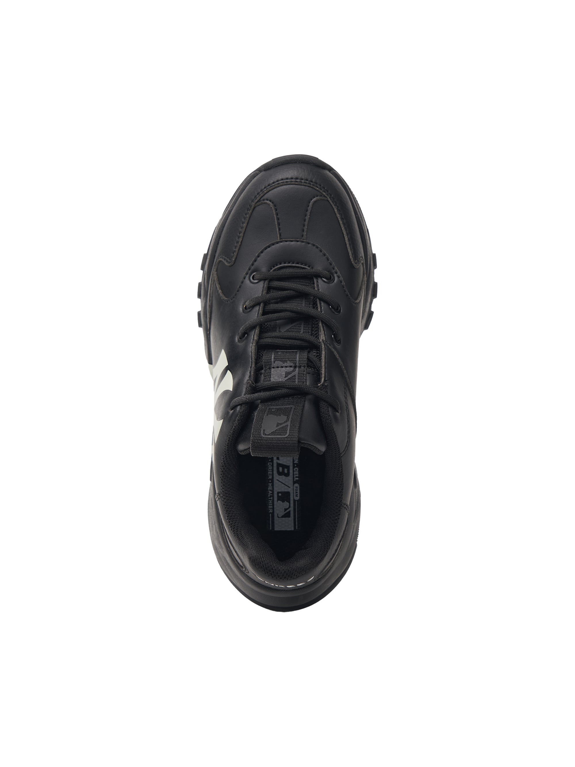 MLB Big Ball Chunky A New York Yankees BLACK, chaussure noire chunky New York Yankees, vue de face sur fond blanc