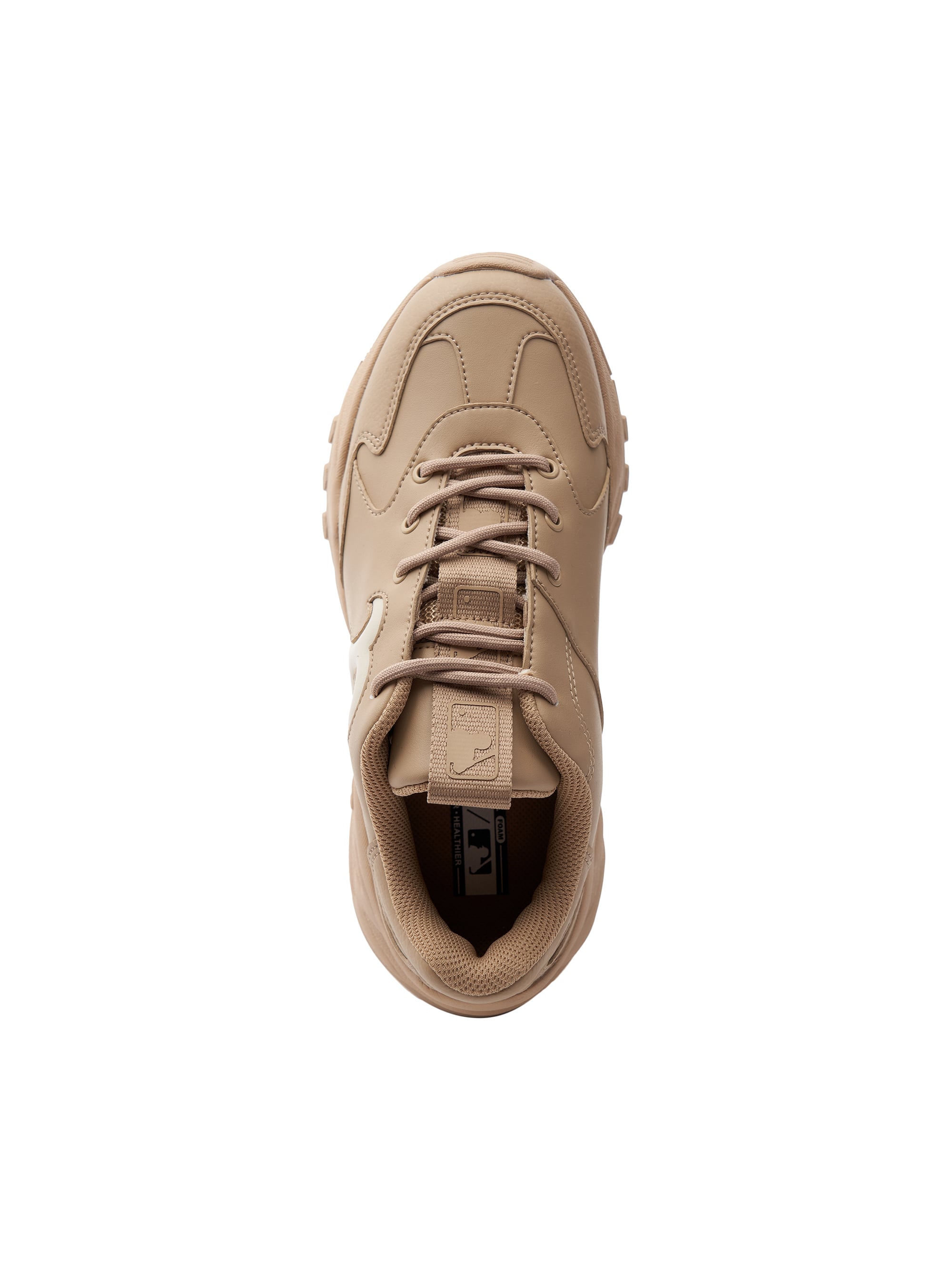 MLB Big Ball Chunky Window Boston Red Sox BEIGE : chaussure à lacets beige, vue de face, style chunky MLB.