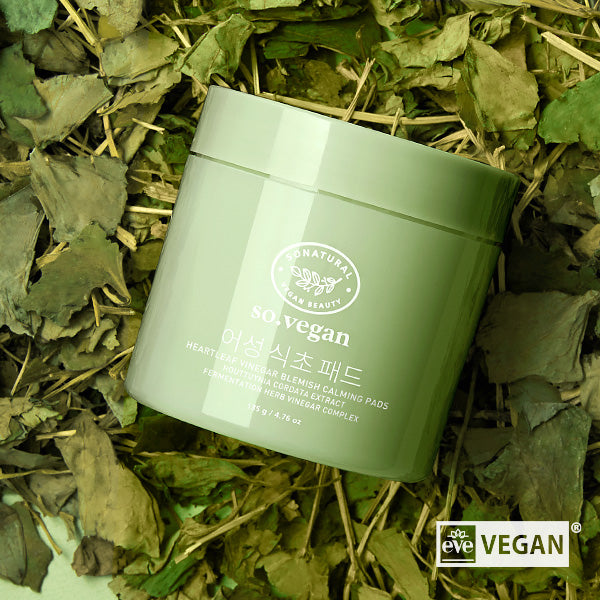 SO NATURAL So Vegan Heartleaf Vinegar Blemish Calming Pads 70p 135g disponible sur Ma petite Coree, ton Eshop 100% K-beauty en direct de Seoul
