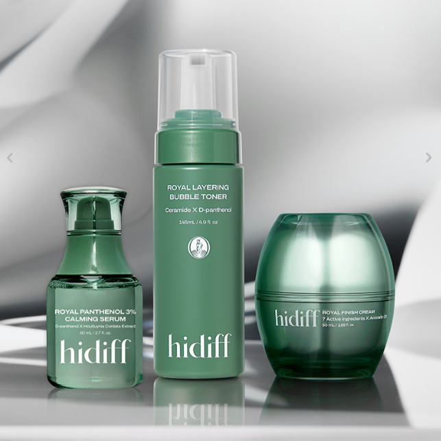 HIDIFF Royal Layering Bubble Toner & Royal Finish Cream & Royal Panthenol 3% Calming Serum