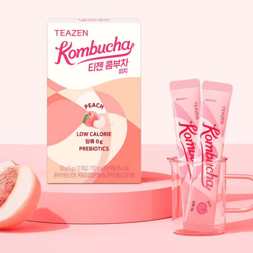 TEAZEN Kombucha Peach 10 Sticks disponible sur Ma petite Coree, ton Eshop 100% K-beauty en direct de Seoul