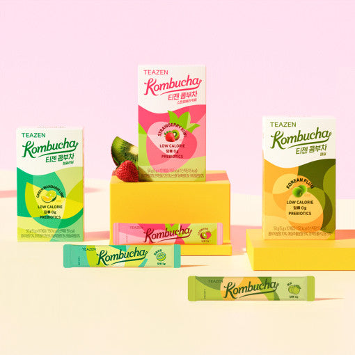 TEAZEN New Kombucha Set (Strawberry Kiwi/ Korean Plum/ Green Mandarine Lime) disponible sur Ma petite Coree, ton Eshop 100% K-beauty en direct de Seoul