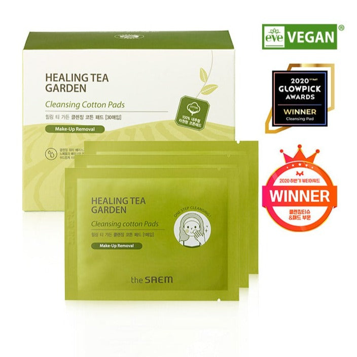 THE SAEM Healing Tea Garden Cleansing Cotton Pads 30p 270ml disponible sur Ma petite Coree, ton Eshop 100% K-beauty en direct de Seoul